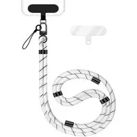 Nalia Handykette Universal Smartphone, Nylon Handyband / Karabiner Matt Schwarz & 2 Pads / 35-75cm Tragelänge