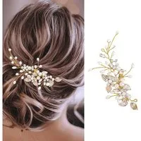 Zaewry Haarspange Hochzeit Kristall Haar Reben Blume Blatt Kopfschmuck, Hochzeit Haarschmuck für die Braut