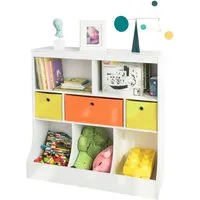 SoBuy Bücherregal KMB26/KMB27, Kinderregal mit 5 Ablagefächern und 3 Stoffboxen Spielzeugregal