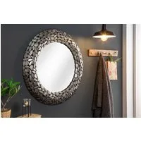 riess-ambiente Wandspiegel STONE MOSAIC XL 82cm silber (Einzelartikel, 1-St), Schlafzimmer · Metall · rund · mit Rahmen · Wohnzimmer · Deko