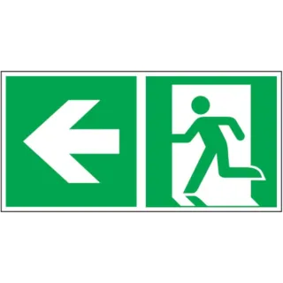 Rettungswegschild mit Pfeil links