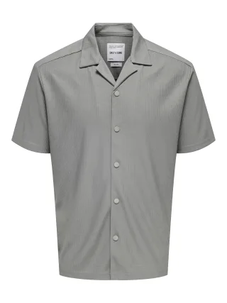 ONLY&SONS - ONSKARI LIFE RLX RESORT SS PLIZZE SHIRT limestone - Gr. - XXL
