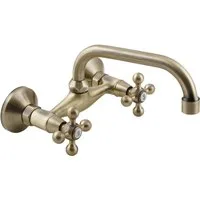 KOLMAN Waschtischarmatur Wasserhahn Wand STILO Mischbatterie für Badezimmer in Antik Messing