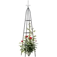 Dekoleidenschaft Rankhilfe "Pyramide" Metall schwarz Ø 35 x 200 cm Rankgitter für Kletterpflanzen, Pflanzenstütze, Rankenhilfe, Blumenstütze, Kletterhilfe