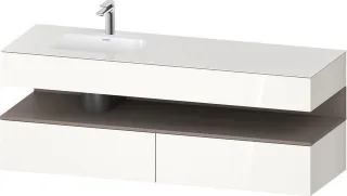 Duravit Qatego Einbauwaschtisch mit Konsolenwaschtischunterbau Weiß Hochglanz 1600x500x600 mm - QA47 QA4795043220000