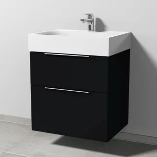 Sanipa 3way Waschtischunterbau zu Kaldewei Silenio Waschtisch mit 2 Auszügen, Schwarz-Matt UF45508