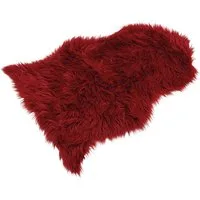 matches21 HOME & HOBBY Fellteppich Großes langflor Deko-Fell als Fell-Imitat in 90 x 60 cm rot, fellförmig, Höhe: 20 mm, Flauschiges Kunstfell als Fell-Teppich Stuhl-Überwurf Sitzauflage