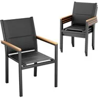 TLGREEN Stapelstuhl Gartenstuhl 2/4er Set, Aluminium, mit Gesteppte Rückenlehne (4 St), WPC Handlauf, für Terrasse, Balkon, Terrasse, Pool, Restaurants