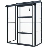 osoltus Gartenhaus osoltus Premium Anlehngewächshaus Gewächshaus Echtglas Schwarz