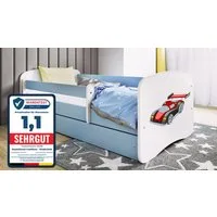 Raumhirsch Furniture Kinderbett 70x140, 80x160, 80x180 cm - Komplettset mit Matratze & Schublade (Bett für Mädchen, Einzelbett für Kinder von 2-12 Jahren, Rausfallschutz und Lattenrost), verschiedene Farben & Designs