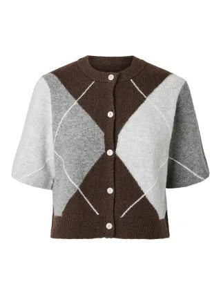 PIECES - PCSALLY SS KNIT CHECK CARDIGAN BC - Gr. - XL