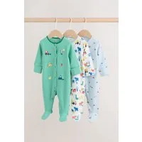 Next Schlafoverall Gerippte Babyschlafanzüge, 3er-Pack (3-tlg)