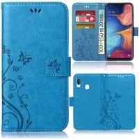 Numerva Handyhülle Bookstyle Flower für Samsung Galaxy A20e, Handy Tasche Schutzhülle Klapphülle Flip Cover mit Blumenmuster
