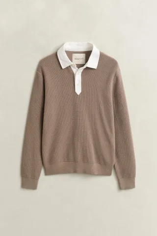 GANT - Rugger aus Baumwoll-Merinowoll-Mix mist taupe - Gr. - M