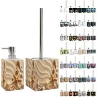 Sanilo Badaccessoire-Set mit Motiv, viele schöne Seifenspender und WC Bürsten zur Auswahl, Klobürste mit auswechselbaren Bürstenkopf, 2 tlg., 2-tlg., Desinfektionsspender mit stabiler Pumpe, hochwertig & modern