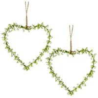 matches21 HOME & HOBBY Dekokranz Blumenherz Schleierkraut Herz Dekokranz 2er Set weiß Ø 11 cm