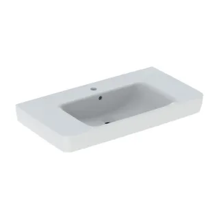 Geberit Renova Plan Aufsatz-Waschtisch 501728008 90x48cm, Hahnloch mittig, mit Überlauf, Ablagefläche, weiß KeraTect