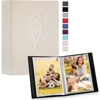 LuxusKollektion Einsteck-Fotoalbum Fotoalbum 10x15cm 50 Taschen Leinen Einsteckalbum Beige 2er Pack