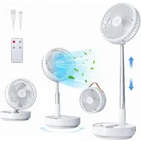 MOPUEA Akku-Standventilator Akku-Standventilator Faltbar Höhenverstellbar Fernbedienung Tragbar, 10400 mAh Akku leise faltbar 90° Schwenkung 8 Std Timer