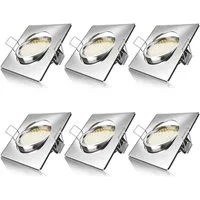 Brandson LED Einbaustrahler schwenkbarer Deckenspot, Edelstahl Optik, 320 Lumen, Warmweiß, 6er Set, Schwenkmechanismus (40° vertikal), LED fest integriert, Ultra Flache Einbauleuchte, Slim Einbauspot, Deckenstrahler eckig