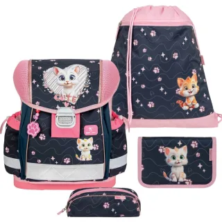 Belmil Schulranzen Set Mädchen ab 1.Klasse Classy Cute Kitten Pinky Kätzchen | AGR & Leicht