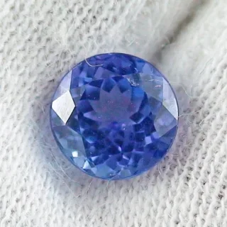 Tansanit in blau violett 1,71 ct - Rund Brillant - 6,98 x 4,87 mm