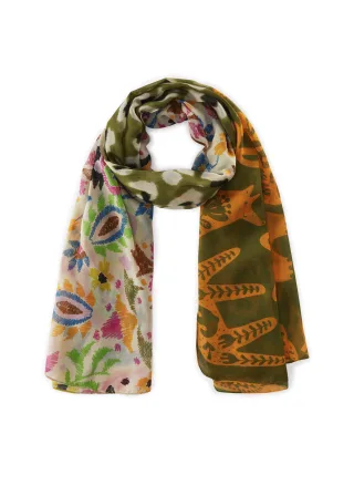 Schal aus recyceltem Polyester im Muster-Mix grün - Gr. - one size