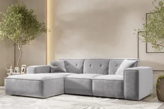 Ecksofa Designersofa CESINA Stoff Perfect Harmony Grau Ottomane Links