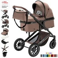Daliya® Kombi-Kinderwagen FLEXI-PRO M 3in1 Kinderwagen & Buggy, Reisekinderwagen, XXL Set, (XXL-Set mit i-Size Babyschale, 13-tlg), Einhändig abnehmbare Wanne, i-Size Babyschale, Alu-Rahmen, Gummireifen