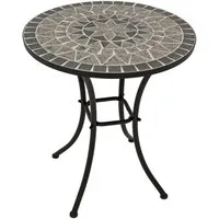 DEGAMO Bistrotisch SIENA (1-St), 60cm rund, Gestell Eisen schwarz, Tischplatte Mosaik grau/weiss