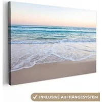 OneMillionCanvasses® Leinwandbild Strand - Meer - Pastell, Fotodruck (1 St), Leinwand Bilder Klein, Wand Dekoration Aesthetic 30x20 cm