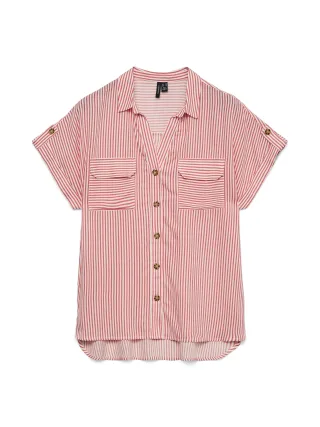 VERO MODA - VMBUMPY SS SHIRT WVN NOOS Snow White - Gr. - XL