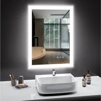 PESENXAN Badspiegel Wandspiegel Badezimmerspiegel mit Beleuchtung, IP44 LED-Spiegel-Bad (1-St., Touch-Schalter und Speicherfunktion, Horizontal/Vertikal), 3 Lichtfarbe Dimmbar, Anti-Beschlag Funktion, 50x70cm