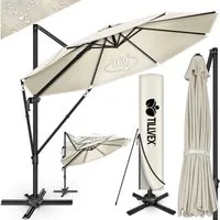tillvex Sonnenschirm tillvex® Premium Alu Sonnenschirm 330 cm + Abdeckung & Windsicherung, Premium-Series, inkl. Regenabdeckung, Ampelschirm 6-fach Verstellbar mit Kurbel