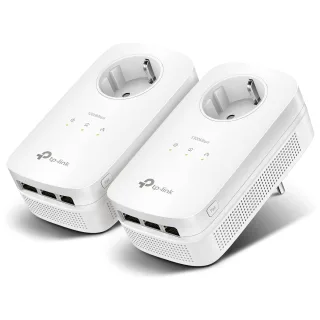 TP-Link Powerline AV1300 Passthrough Starter Kit [Powerline-Adapter 1.300Mb/s] weiß