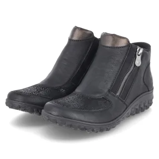 Rieker Stiefeletten  Schwarz - Gr. 36 -  Textil