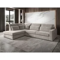 Beautysofa Ecksofa mit dekorativen Kissen PARMA, im modernes Design, klassische Polsterecke inklusive Wellenfedern, Ottomane links oder rechts wählbar