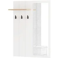 Home affaire Garderobenpaneel Bedford, Wandregal Wandpaneel, Wandgarderobe praktisch & stillvoll, mit 3 Kleiderhaken, Spiegel und Ablage für Accessoires, Breite 76,5 cm
