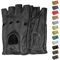 German Wear Lederhandschuhe Driving-GL3 Driving Halbfinger Fingerlose Autofahrer Lederhandschuhe echtleder