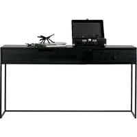 WOOOD Konsolentisch Silas FSC®-Eschenholz gebürstet Metallgestell, H 74 x B 140 x T 40 cm, Mit Griffaussparung und Ledergriff, sichtbare Maserung, pfleigleicht