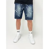 DADA Supreme Jeansshorts Denim Bermuda mit Splatter Muster und Logo-Details Baggy_Shorts