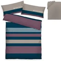 TOM TAILOR HOME Bettwäsche Carl in Gr. 135x200 oder 155x220 cm, Biber, 3 teilig, mit GRATIS-Zugabe: Spannbettlaken, 100% Baumwolle, mit Reißverschluss