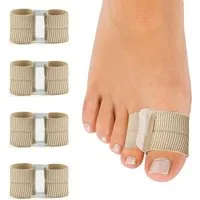 COOL-i ® Hallux-Bandage Zehenspreizer 4er-Set mit elastischem Band – Hallux Valgus Korrektor, Silikon Zehentrenner für Damen & Herren