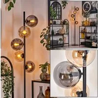 hofstein Stehlampe Stehlampe aus Metall/Glas in Schwarz/Rauchfarben/Bernstein, ohne Leuchtmittel, Leuchte mit Glasschirmen (15cm),Schalter, 5 x E14, ohne Leuchtmittel