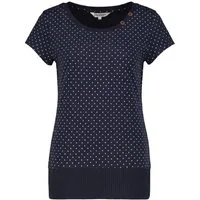 Alife & Kickin Rundhalsshirt Kurzarm mit Polka-Dot-Allover-Print, Scoop-Neck und Rippbund