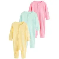 Next Schlafoverall Gerippte Babyschlafanzüge, 3er-Pack (3-tlg)