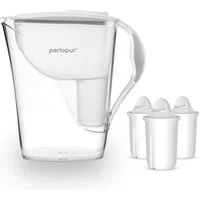 PerloPur Wasserfilter PearlCo Wasserfilter Fashion Weiß Inkl. 3 Universal Filterkartuschen