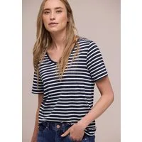 STREET ONE Kurzarmshirt Style Gerda im Streifen-Look und mit Rundhals