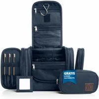 Obics Kulturbeutel XXL 8 Liter (Set, 2 Teilig), zum Aufhängen - Kosmetiktasche für Damen & Herren 10 Fächer