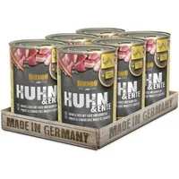 Belcando Huhn & Ente mit Hirse und Karotten - hochwertiges Nassfutter in Dosen 6x400g, Nassfutter für: Hunde